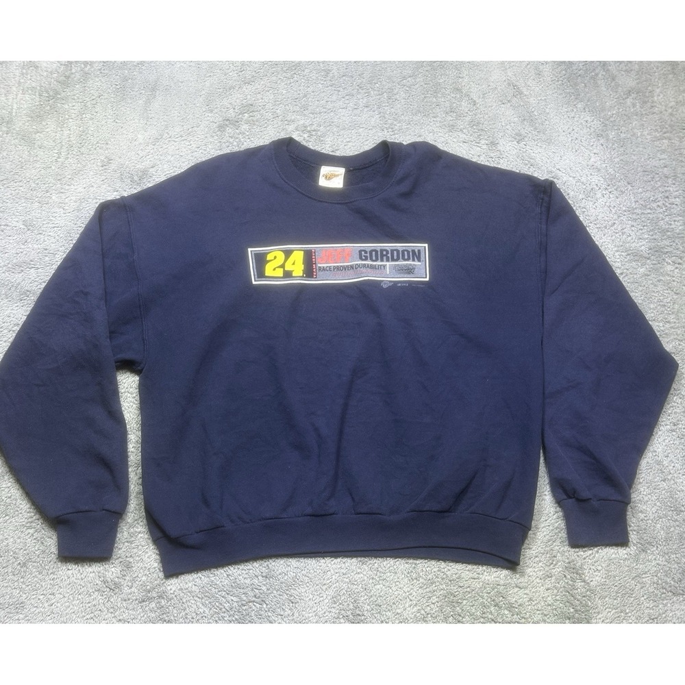 Vintage Jeff Gordon Sweatshirt Men's‎ 2XL Navy NASCAR Racing Winners Circle Y2K